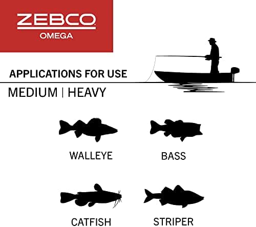 Zebco Omega Pro Spincast Fishing Reel, Dual Ceramic Pick-up Pins, Solid-Brass Pinion Gear, GlideLine ll Line Retrieval System, Pre-Spooled