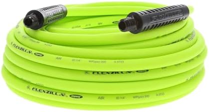 Flexzilla Air Compressor Hose, 3/8 in. x 50 ft., 1/4 in. MNPT Fittings, No-Kink, All Weather, Lightweight, Premium Hybrid Polymer, 300 PSI, ZillaGreen