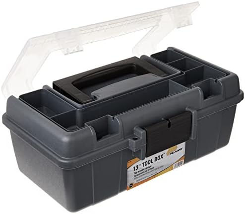 Plano Molding 114-002 13-Inch Compact Tool Box, Graphite Gray with Black Handle and Latches
