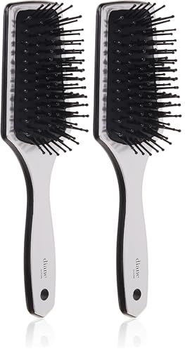 Diane Small Cushion Paddle Brush, 13-Row, Ideal for Medium to Thick Hair, Detangling and Smoothing, Silver