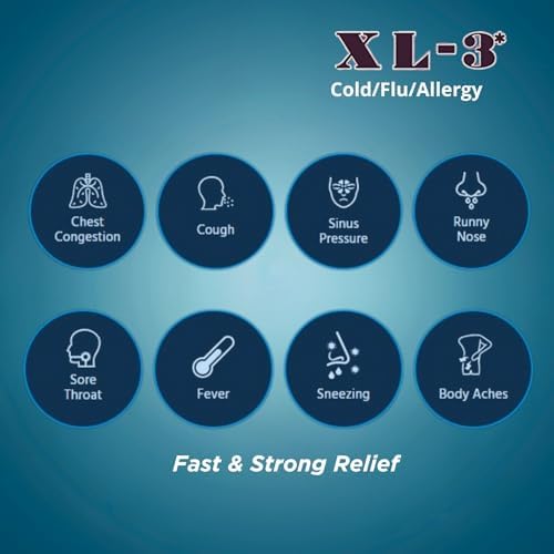 XL-3 Cold and Flu, Temporary Relieves Nasal Congestion, Fever, Aches and Pains, Non-Drowsy, 2-Pack of 20 Tablets Each