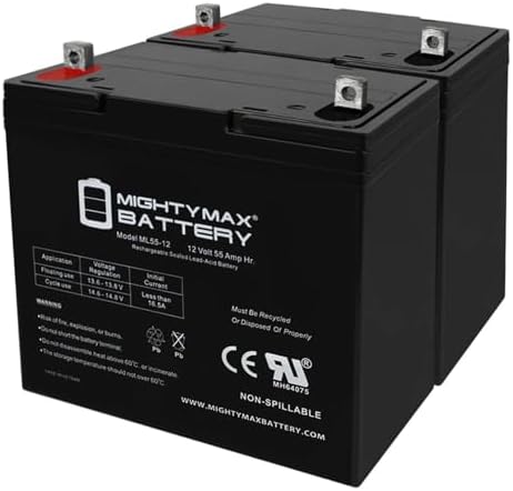 Mighty Max Battery 12V 55Ah Battery Replacement for Pride Jazzy Elite HD - 2 Pack Brand Product