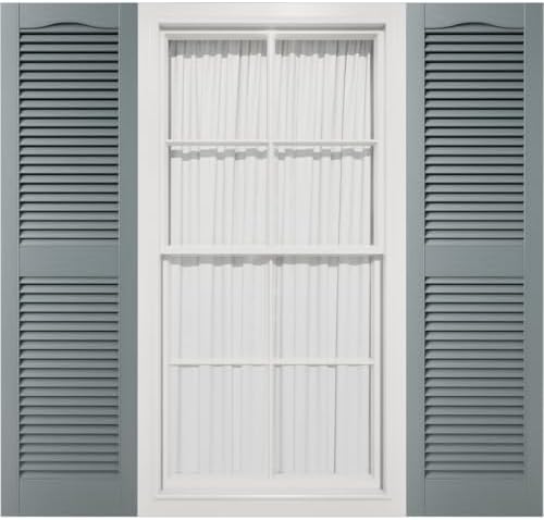 Mid America 00011455002 Standard Size Cathedral Top Center Mullion, Open Louver Vinyl Shutter, w/Installation Shutter-Lok's & Matching Screws (Per Pair), 002, 14 1/2"W x 55"H, Black