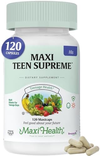 Teen Vitamins for Boys 12-17 - Teen Multivitamin Supreme with D3, Iron, Calcium, Biotin, Digestive Enzymes – Teenager Boy Multi Vitamins for Energy, Brain & Mood Support – 60 Count