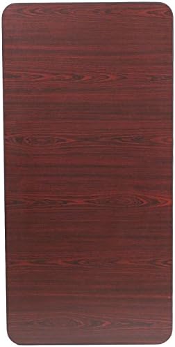 BizChair 4-Foot Mahogany Melamine Laminate Folding Banquet Table