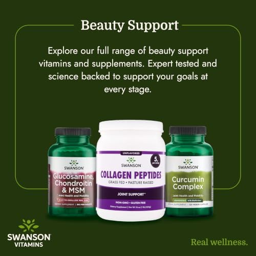 Swanson High Plains Collagen Hydrolysate Peptides, Unflavored (1 lb) | For Adults over 30 Seeking Hair, Skin, Nail, and Joint Support, Unflavored Peptides with No Fillers or Flavors