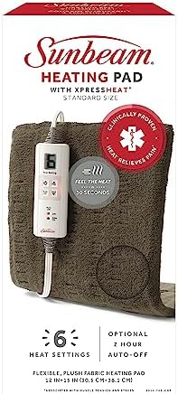 Sunbeam Premium Heating Pad with XpressHeat Technology, Standard Size, Brown