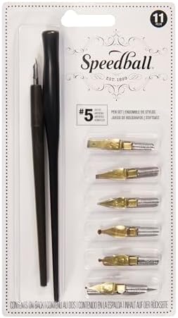 Speedball C-Series Lettering Pen Set, Left-handed - 1 Penholder w/ 6 Nibs