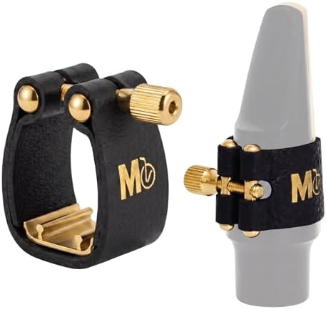 Leather Alto Saxophone Ligature Adjustable Single-Screw Fastener | for E-Flat Alto Sax Mouthpieces - Professional Woodwind Accessory for Warmer Tone