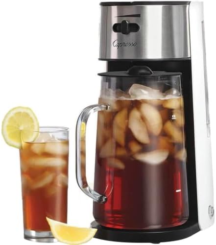 Capresso Stainless Steel Iced Tea Maker Glass Pitcher One Button Operation