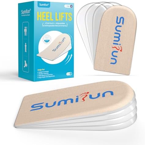 Sumifun Heel Lift, 4-Layer 1 Inch Gel Shoe Lifts for Women Uneven Legs, Adjustable Orthopedic Heel Lifts for Heel Pain and Leg Length Discrepancy