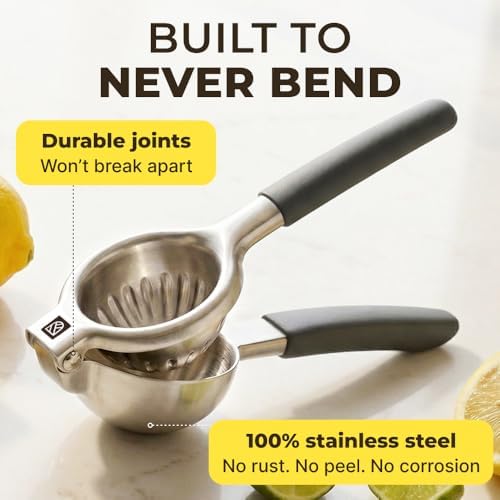 Large Lemon Squeezer Stainless Steel Press - Non-Slip Grip, Heavy Duty, Manual Design - Effortless Pro-Grade Lemon, Lime, Orange