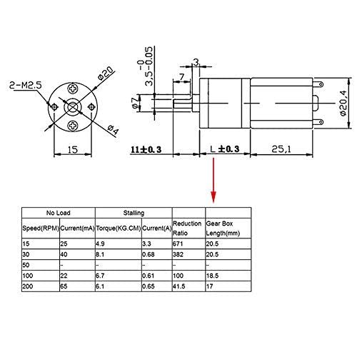DC 12V Reversible High Reduction Electric Motor 15-200RPM Outer Diameter 20MM(200RPM)