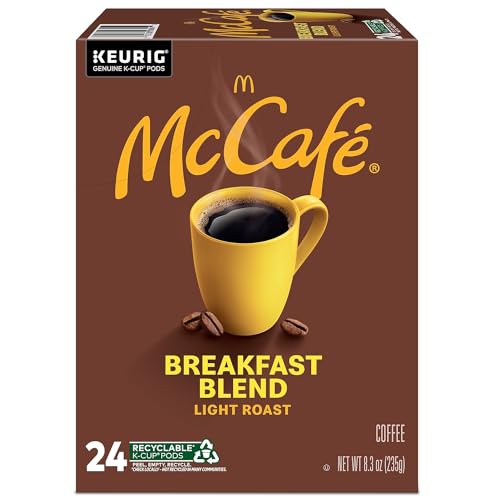 McCafe Breakfast Blend Coffee, Keurig Single Serve Keurig K-Cup Pods, Light Roast, 96 Count (4 Packs of 24)