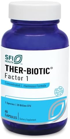 Klaire Labs SFI Health Ther-Biotic Factor 1 Probiotic, 60 Capsules | Gut + Immune Support, Lactobacillus Rhamnosus Single Species Probiotic, 20 Billion CFU, L Rhamnosus Probiotics