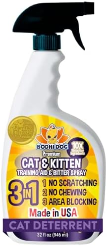 Bodhi 3-in-1 Cat & Kitten Training Aid - Cat Deterrent Spray for Indoor and Outdoor Use - Repellent to Establish Boundaries, Keep Cats Off Furniture