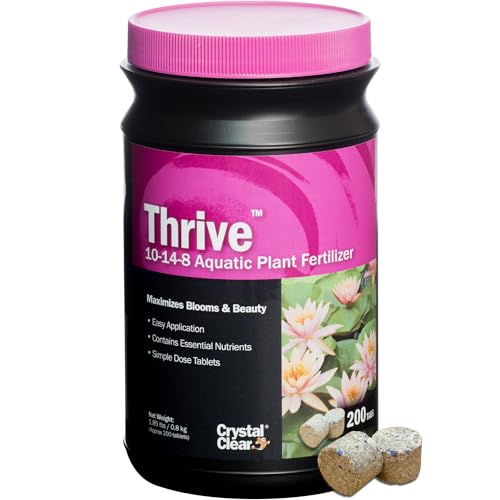 CrystalClear Thrive Pond Plant Food, Fish Safe Fertilizer, 200 Tablets | For aquatic water gardens, nutrients boost lily & lotus flower bloom and root growth