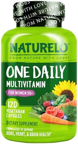 NATURELO One Daily Multivitamin for Women 50+ (Iron Free) - Menopause Support for Women Over 50 - Whole Food Supplement - Non-GMO - No Soy - 60 Capsules - 2 Month Supply | Energy Support, Whole Food Daily Women Multivitamin Supplement, Nourish Hair/Skin/…
