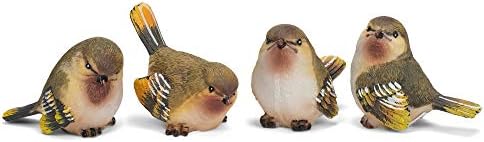 RAZ Imports Striped Wing Bird 2.5 x 2.25 inch Resin Decorative Tabletop Figurine Set of 4
