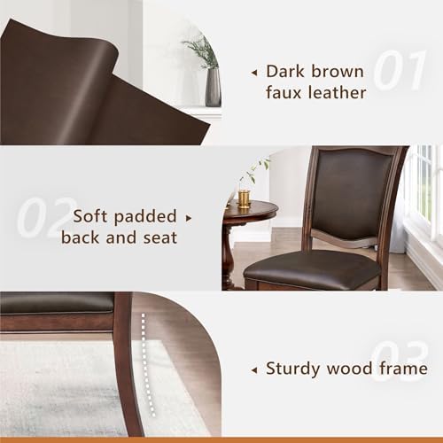 Lordsburg Dining Room Chairs Set of 2, Classic Traditional Dining Chairs For Kitchen, Solid Wood Frame, Solid Back, Armless Side, Cherry Finish