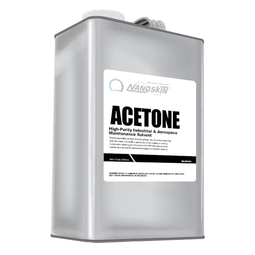 Nanoskin Acetone 1 Gallon – Industrial & Aerospace Grade Solvent Cleaner, Fast-Evaporating Degreaser for Metal, Glass & Composite Surface Prep