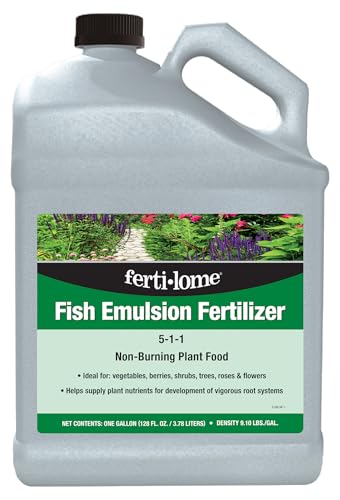 Fertilome (10614) Fish Emulsion Fertilizer 5-1-1, 1 gal | 5-1-1 concentrated fish solubles - Natural nutrient release for houseplants, fruits & vegetables - Gardeners