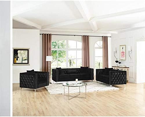 Lilola Home Lorreto Black Velvet Sofa