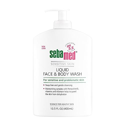 SEBAMED Sensitive Skin Face and Body Wash for Women and Men, pH 5.5, Mild Gentle Hydrating Cleanser, Hypoallergenic Body Wash, Dermatologist Recommended, 33.8 Fluid Ounces (1 Liter)