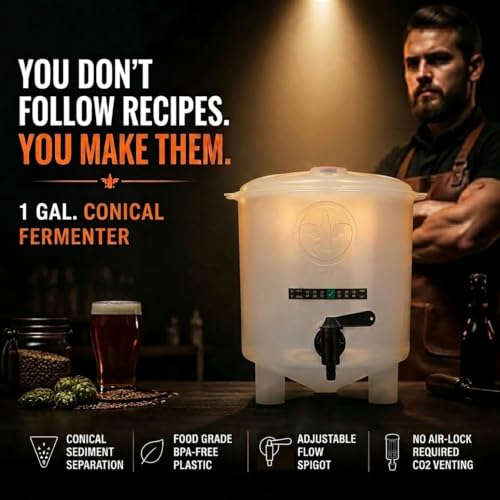 Premium Beer Kit Bonus with Bottles - Conical Fermenter Eliminates Sediment and Makes Great Tasting Home Made Beer - 1 Gal. Pilsner, Stout