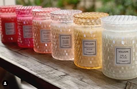Voluspa Milk Rose, Large Candle Jar, 18 Ounce, 100 Hour Burn Time, Coconut Wax for Clean Burning, Handcrafted in the USA