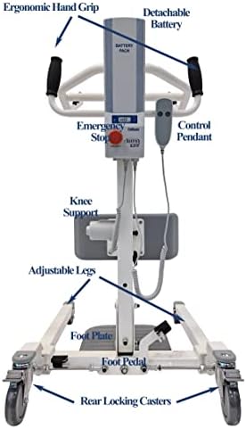 Stand Up Electric Patient Lift - Sit to Stand, Standing Lift, Rhino Lift with Manual Low Base - with Transport Sling (Large), 380 lb. Weight Capacity