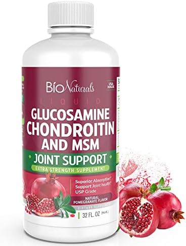 Liquid Glucosamine Chondroitin MSM Pharmaceutical Grade Supplement with Hyaluronic Acid – Maximum Strength Joint Support - 32 fl oz