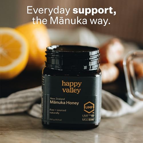 Happy Valley UMF 15+ Mānuka Honey, MGO 514+, Raw New Zealand Honey, Superfood for Immune and Digestive Support, UMF Certified, Non-GMO