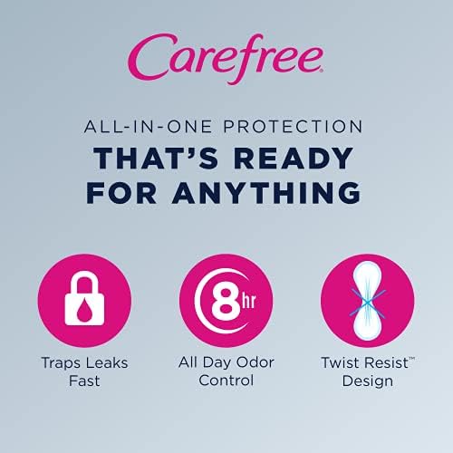 Carefree Panty Liners for Women, Regular, Wrapped, Unscented, 54 ct