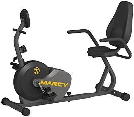 Marcy Magnetic Recumbent Bike with Adjustable Resistance and Transport Wheels NS-716R