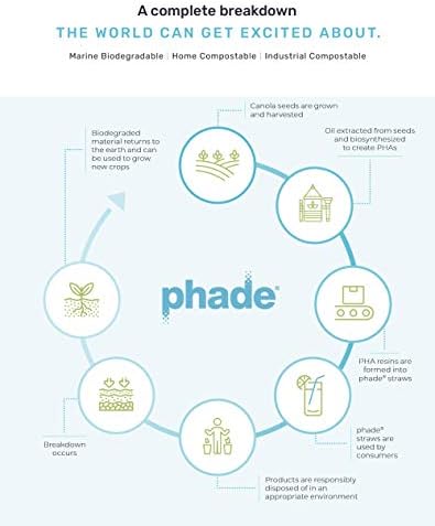 phade Phade 7.75 inch Jumbo Compostable Biodegradable Eco Straws,375 Count,Individually Wrapped,For Cold Drinks Only