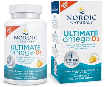 Nordic Naturals Ultimate Omega-D3,1280mg + 1000IU D3, Lemon - 90 Count