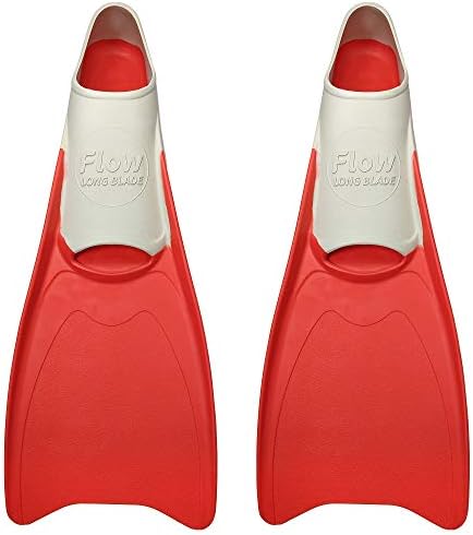 Flow Premium Rubber Long Fins for Swim and Lap Training - Youth Sizes for Kids, Young Men, and Women