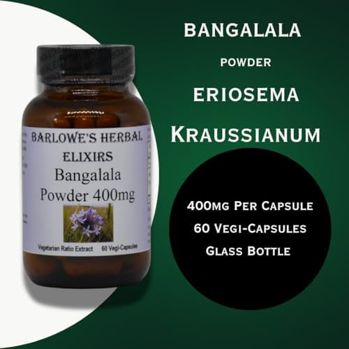 Barlowe's Herbal Elixirs Bangalala (Eriosema Kraussianum) | Powder Capsules | 400mg Per Capsule | South African Male Vitality Herb | 60 Vegan