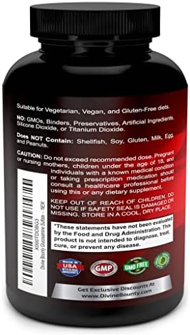 Divine Bounty Glucosamine Sulfate 2000mg with MSM, 240 Small Capsules | Joint Support Supplement with No Shellfish or Harmful Additives