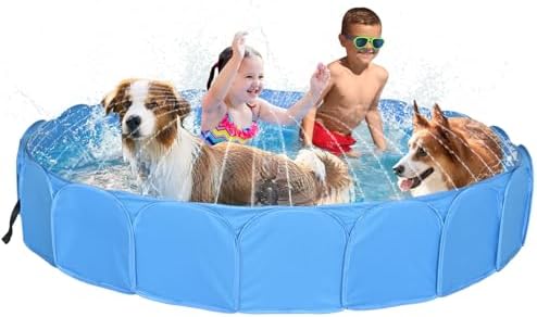 Alvantor Pet Swimming Pool Dog Bathing Tub Kiddie Pools Cat Puppy Shower Spa Foldable Portable Indoor Outdoor Pond Ball Pit 63"x12" Patent Pending