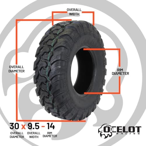 Ocelot WR2016 30x9.5x14 UTV Tires All Terrain, Durable 8-Ply Radial Construction and Non-Directional Tread