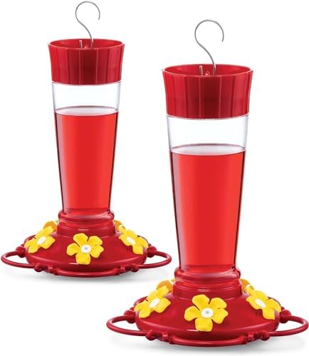 Hummingbird Feeder [Set of 2] Leakproof Clear Plastic 10 oz Wide Mouth.