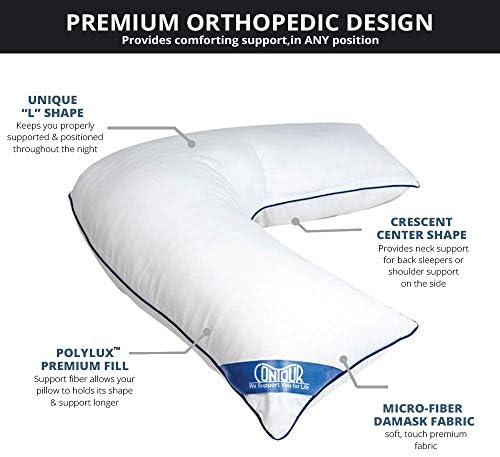 Contour L Shaped Bed & Body Support Pillow for Side Sleepers | Multi-Functional Relief Pillow for Shoulder, Hips or Knees