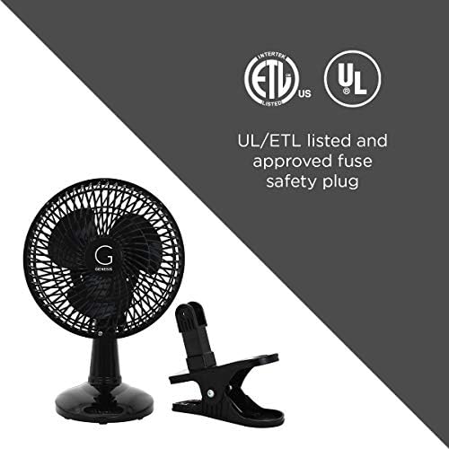 Genesis 6-Inch Clip Convertible Table-Top & Clip Fan Two Quiet Speeds - Ideal For The Home, Office, Dorm, More Black (A1CLIPFANBLACK