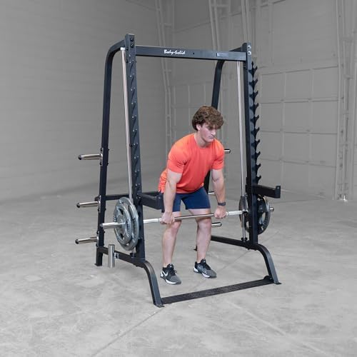Body-Solid Precise 7° Angle Smith Machine Home Gym - Strength Training Equipment with Adjustable Safeties, Squat Rack Cage