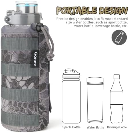 Gonex MOLLE Bottle Pouch, Drawstring Water Bottle Holder | 900D Oxford, Mesh Bottom, Fits MOLLE Packs & Vests, Flexible Height, Holds Bottles or Umbrellas