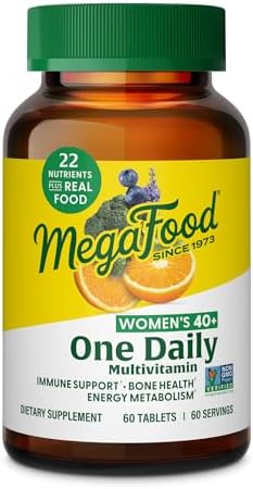 MegaFood One Daily Multivitamin for Women 40+ with 22 Nutrients, 30 Tablets | Immune Support, Cellular Energy, Muscle & Bone Health, Methylated B12, Methylfolate, Vitamin D3, C and Zinc, 30 Servings
