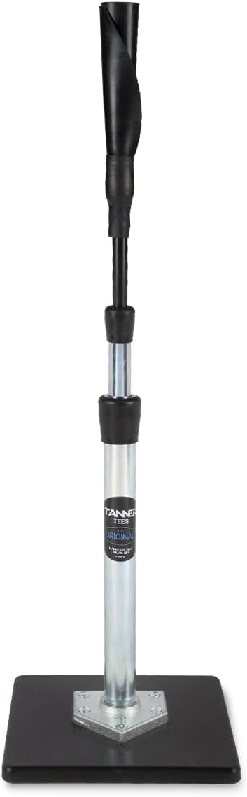 Tanner Tee The Original Batting Tee – Adjustable Pro Hitting Tee for Baseball & Softball, Steel Shaft, Composite Base, Hand-Rolled Rubber Top