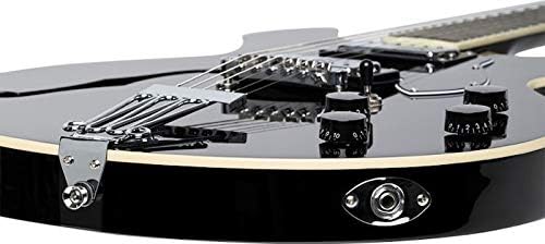 Stagg 6 String Hollow-Body Electric Guitar, Right, Full (SVY 533 BK),Black